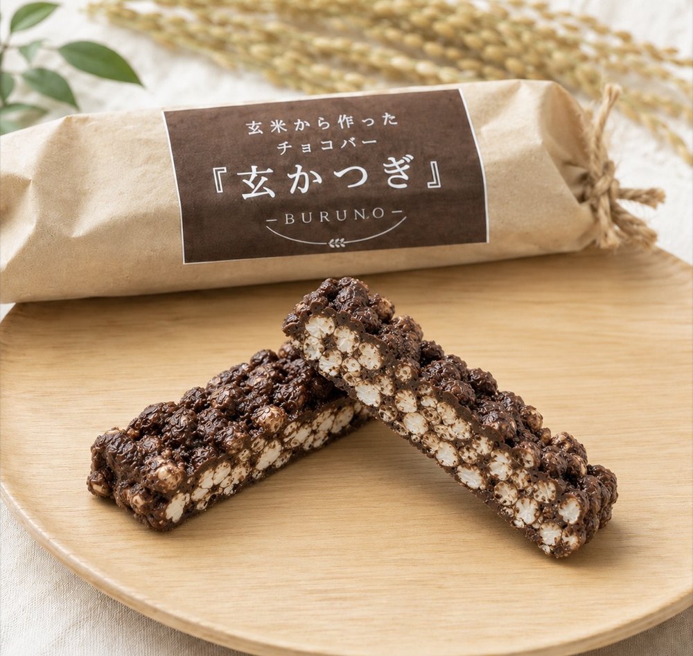 玄かつぎ ― 玄米ポン菓子をチョコレートで包んだ無添加チョコバー