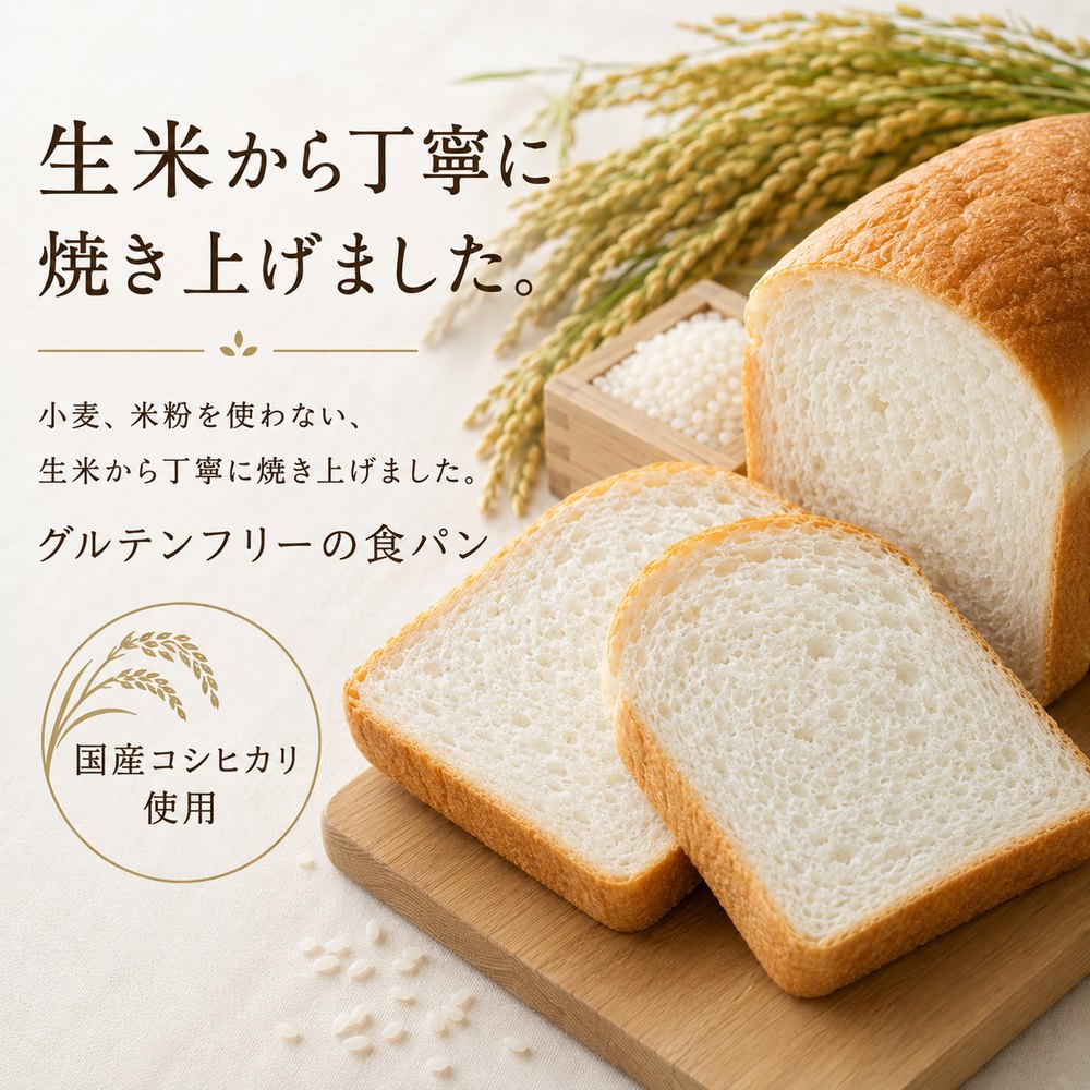 生米パン（プレーン）― 小麦粉も米粉も使わない、生米から焼き上げたグルテンフリーの食パン